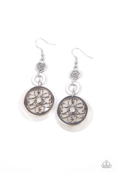 Royal Marina - Paparazzi - White Shell Floral Disc Earrings