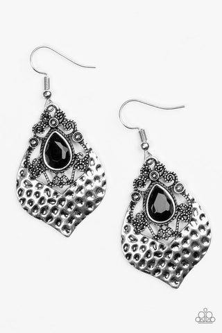 Royal Rebel - Paparazzi - Black Regal Rhinestone Earrings