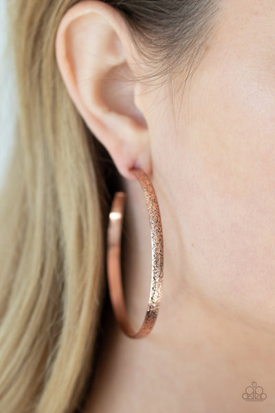 Rustic Radius - Paparazzi - Copper Hammered Hoop Earrings