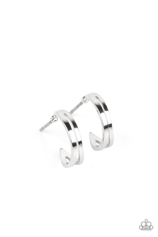 SMALLEST of Them All - Paparazzi - Silver Two Bar Small Dainty Hoops