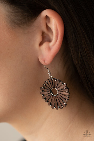 SPOKE Too Soon - Paparazzi - Brown Floral Wooden Earrings 