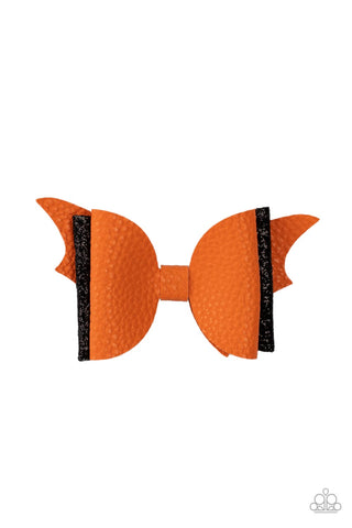 SPOOK-taculer, SPOOK-taculer - Paparazzi - Orange Leather Bat Wing Hair Clip