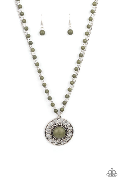 Sahara Suburb - Paparazzi - Green Stone Pendant 2021 Convention Exclusive Necklace