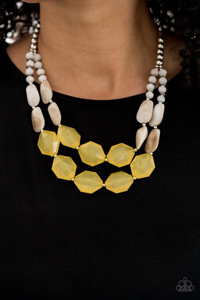 Seacoast Sunset - Paparazzi - Yellow Color Block Exclusive Summer Party Pack Necklace