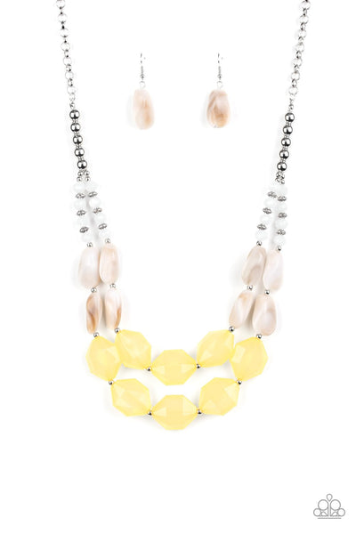 Seacoast Sunset - Paparazzi - Yellow Color Block Exclusive Summer Party Pack Necklace