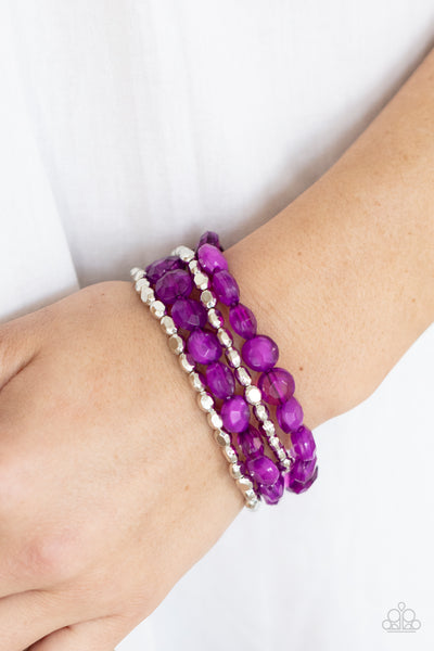 Seaside Siesta - Paparazzi - Purple Bead Stretchy Bracelet