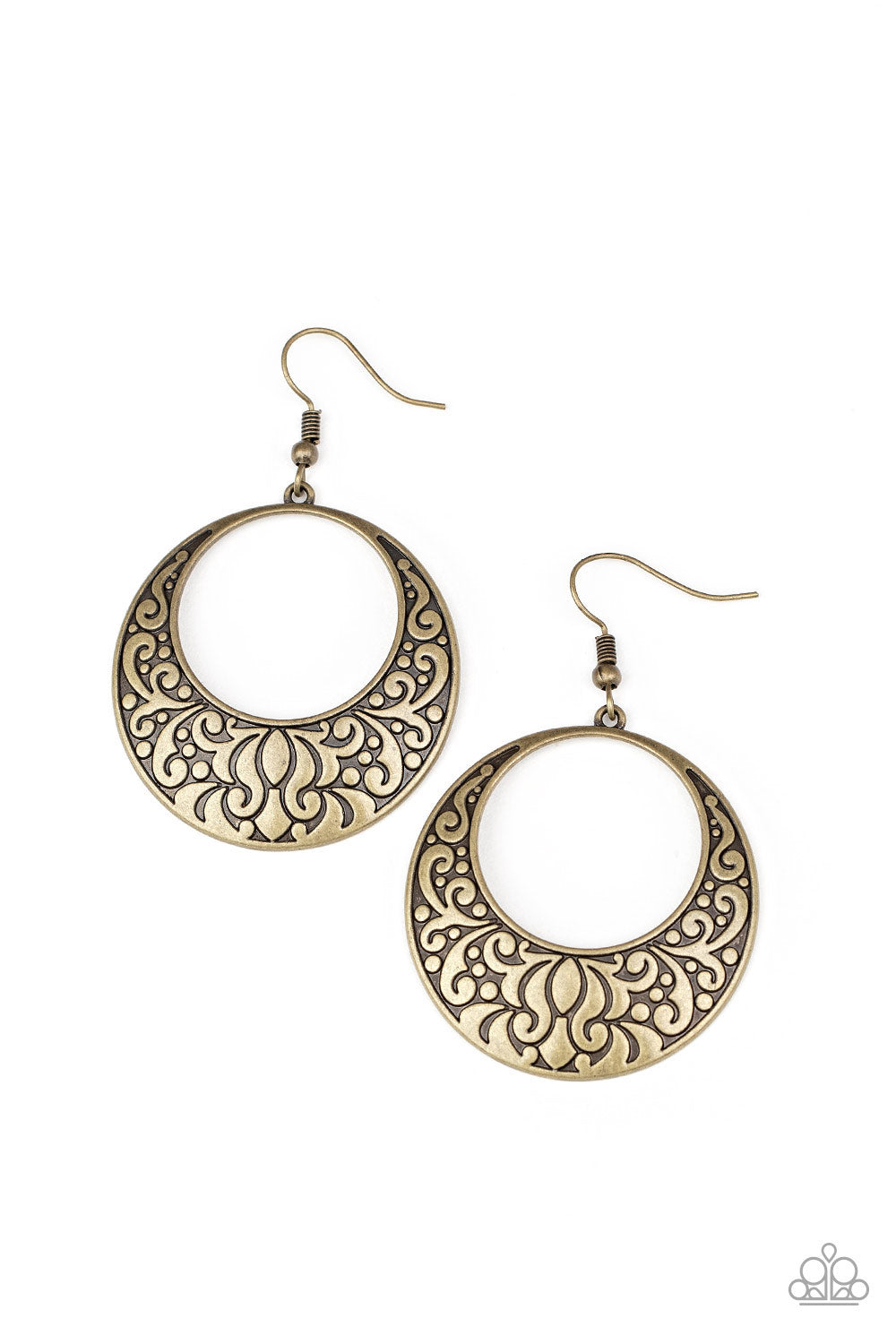 Secret Groves - Paparazzi - Brass Embossed Filigree Earrings