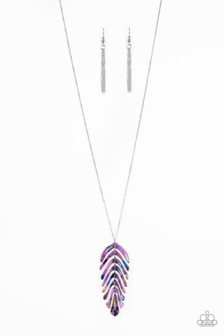 She QUILL Be Loved - Paparazzi - Purple Acrylic Feather Pendant Necklace