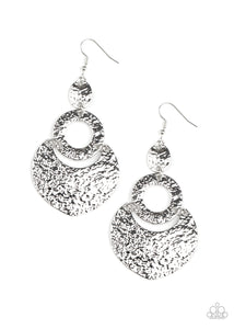 Shimmer Suite - Paparazzi - Silver Hammered Crescent Earrings