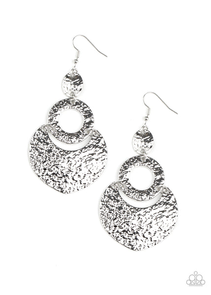 Shimmer Suite - Paparazzi - Silver Hammered Crescent Earrings