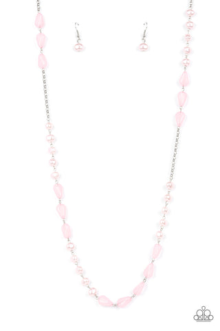 Shoreline Shimmer - Paparazzi - Pink Pearl and Beaded Necklace