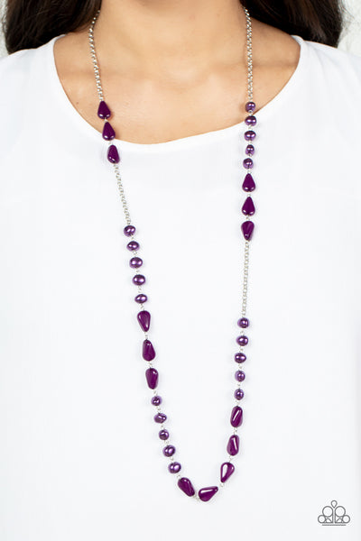 Shoreline Shimmer - Paparazzi - Purple Pearl and Beaded Necklace