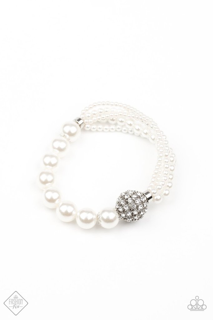 Show them The DIOR - Paparazzi - White Pearl Rhinestone Bead Stretch Bracelet Fashion Fix