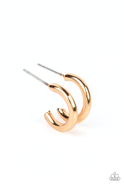 Small-Scale Shimmer - Paparazzi - Gold Small Dainty Hoop Earrings