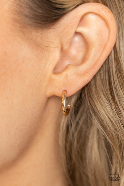 Small-Scale Shimmer - Paparazzi - Gold Small Dainty Hoop Earrings