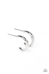 Small-Scale Shimmer - Paparazzi - Silver Small Dainty Hoop Earrings