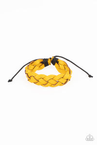 SoCal Summer - Paparazzi - Yellow Braided Leather Sliding Knot Bracelet