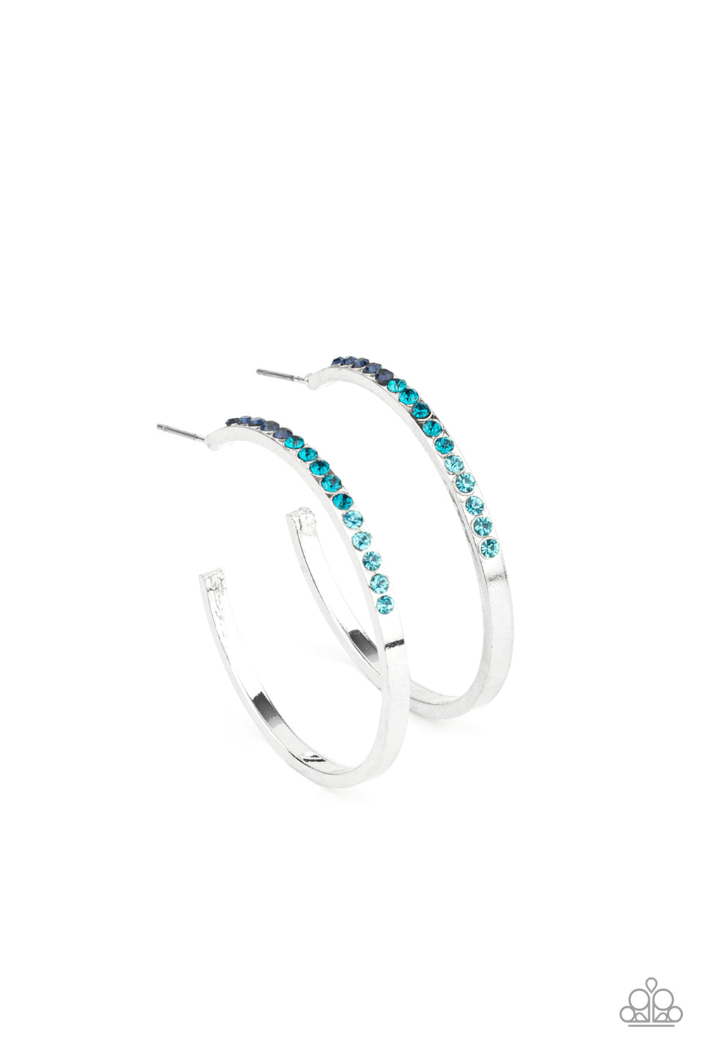 Somewhere Over the OMBRE - Paparazzi - Blue Rhinestone Ombre Hoop Earrings