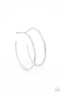 Spitfire - Paparazzi - Silver Etched Hoop Earrings