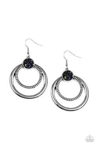 Spun Out Opulence - Paparazzi - Multi Oil Spill Druzy Circle Earrings