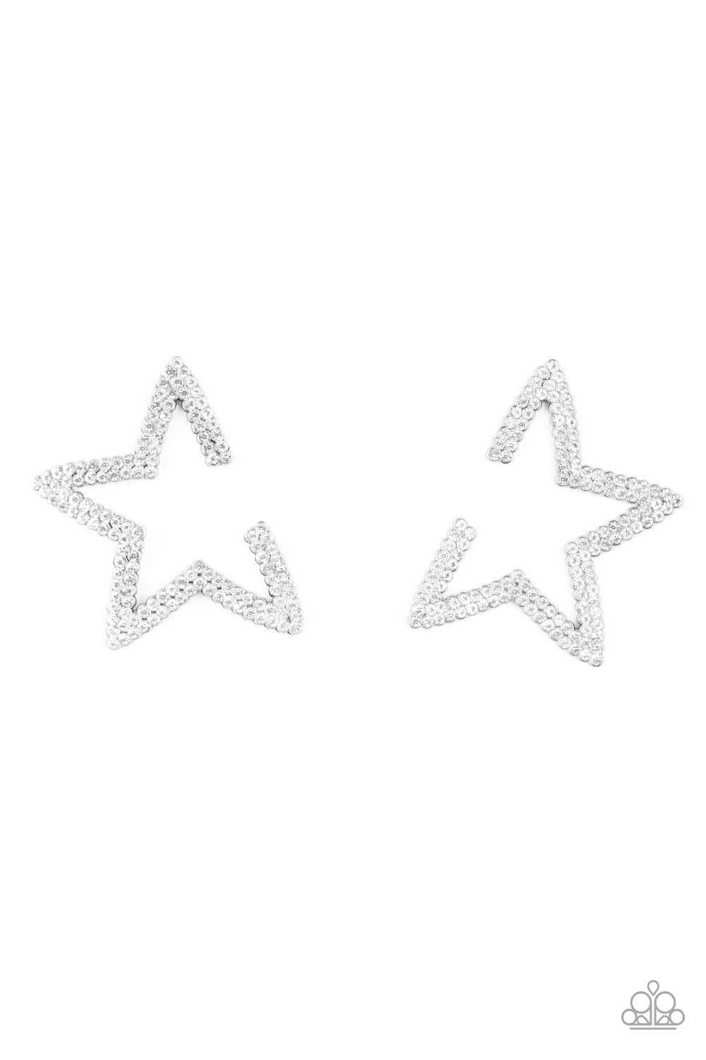 Star Player - Paparazzi - White Rhinestone Star Post Earrings