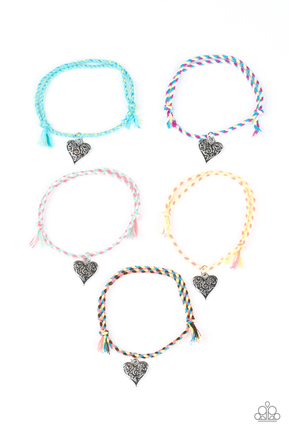 Silver Heart Charm Multi Sliding Knot Children's Bracelet - Paparazzi Starlet Shimmer