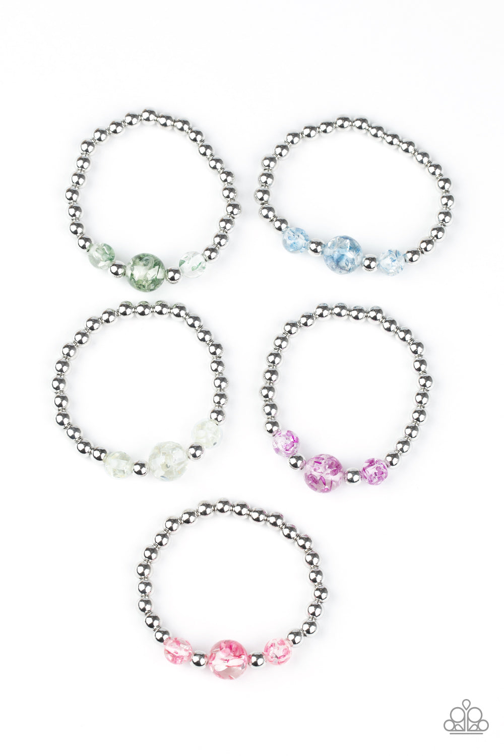 Swirled Colored Beaded Stretchy Children's Bracelets - Paparazzi Starlet Shimmer