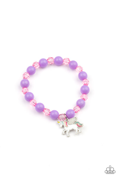 Unicorn Charm Crystal Bead Stretchy Children's Bracelet - Paparazzi Starlet Shimmer