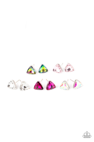 Triangle Gem Post Children's Earrings - Paparazzi Starlet Shimmer 