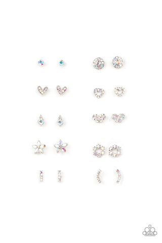 Iridescent Rhinestone Shape Children's Post Earrings - Paparazzi Starlet Shimmer