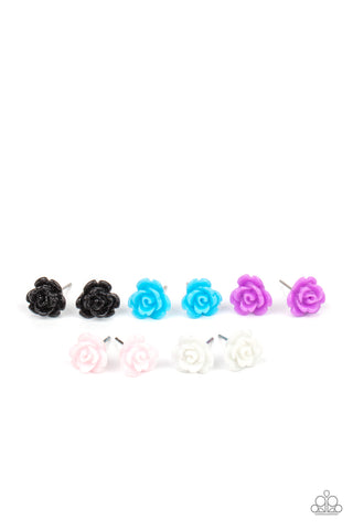 Rose Flower Post Children's Earrings - Paparazzi Starlet Shimmer