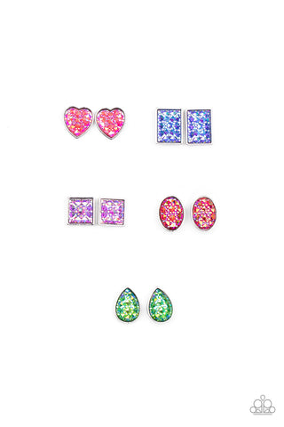 Iridescent Shape Post Children's Earrings - Paparazzi Starlet Shimmer