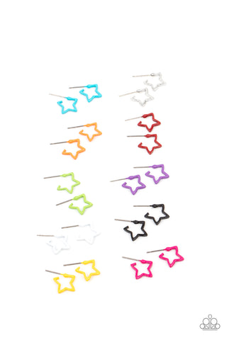 Colorful Star Children's Hoop Earrings - Paparazzi Starlet Shimmer