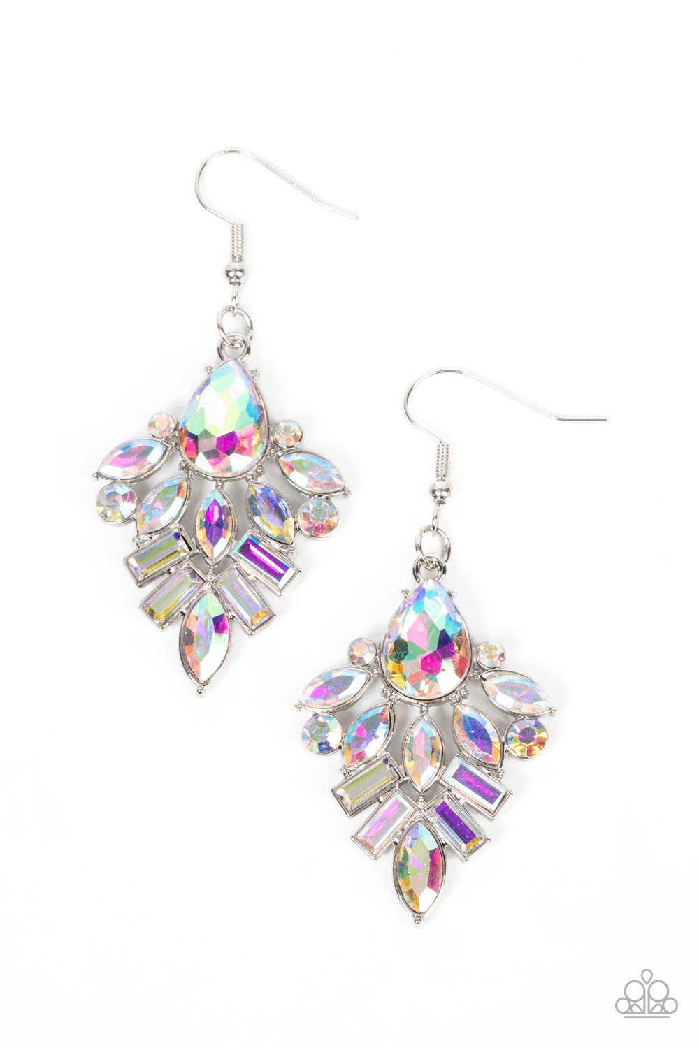 Stellar-escent Elegance - Paparazzi - Multi Iridescent Rhinestone Earrings