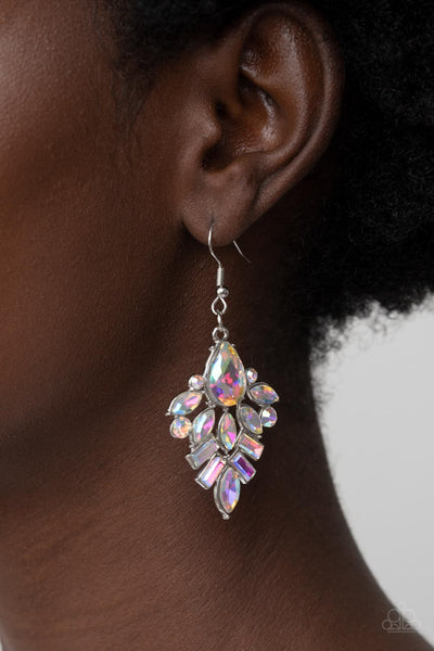 Stellar-escent Elegance - Paparazzi - Multi Iridescent Rhinestone Earrings