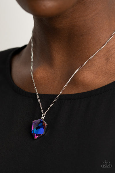 Stellar Serenity - Paparazzi - Purple Iridescent Gem Pendant Necklace