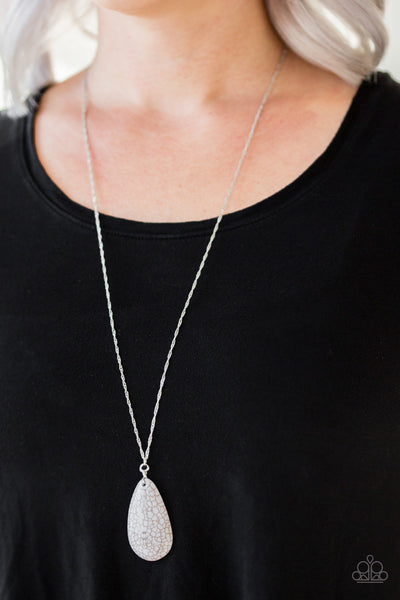 Stone River - Paparazzi - Silver Gray Artisan Teardrop Necklace