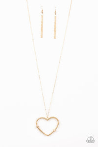 Straight From The Heart - Paparazzi - Gold Twisted Heart Pendant Necklace