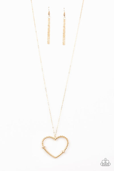 Straight From The Heart - Paparazzi - Gold Twisted Heart Pendant Necklace