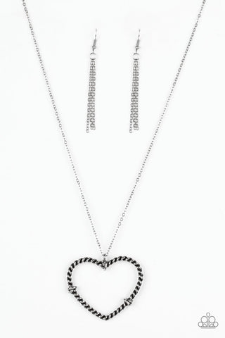 Straight from the Heart - Paparazzi - Silver Twisted Heart Pendant Necklace