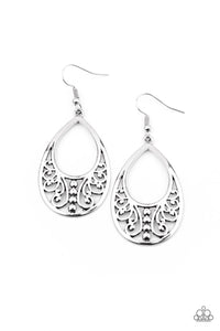 Stylish Serpentine - Paparazzi - Silver Filigree Stud Teardrop Earrings