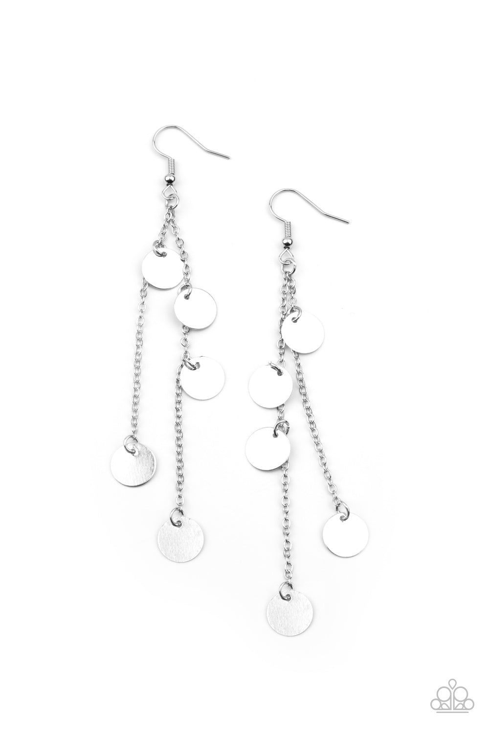 Take A Good Look - Paparazzi - Silver Disc and Chain Dangle Earrings