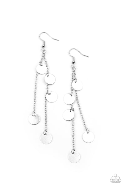 Take A Good Look - Paparazzi - Silver Disc and Chain Dangle Earrings