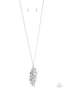 Take a Final BOUGH - Paparazzi - White Rhinestone Leaf Necklace