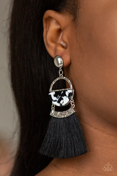 Tassel Trot - Paparazzi - Black Post Earrings