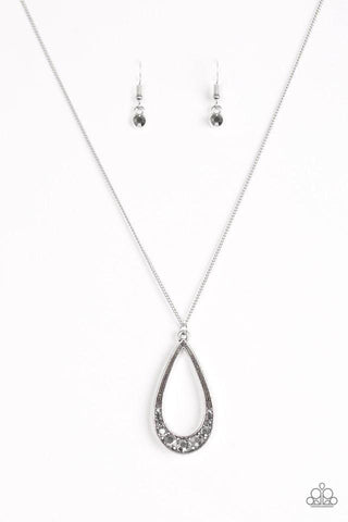 Teardrop Tease - Paparazzi - Silver Hematite Pendant Necklace