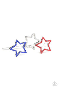 Thank My Lucky Stars - Paparazzi - Multi Red, White and Blue Star Hair Clip