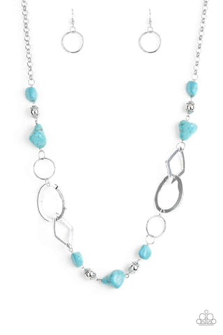 That’s TERRA-ific! – Paparazzi – Blue Turquoise Stone Silver Bead Necklace