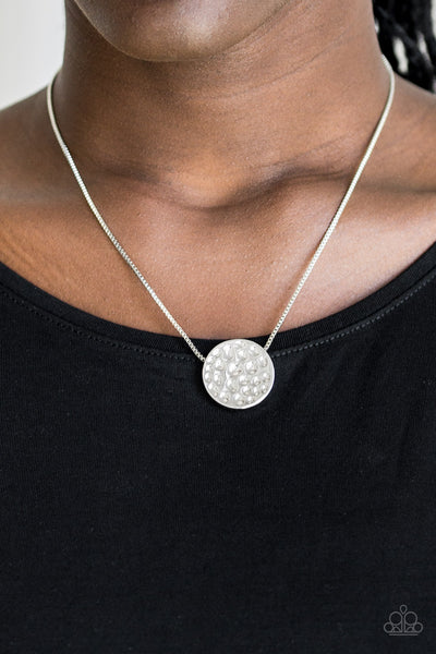 The BOLD Standard - Paparazzi - Silver Hammered Circle Pendant Necklace