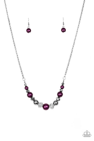 The Big-Leaguer - Paparazzi - Purple Pearl Hematite Bead Necklace